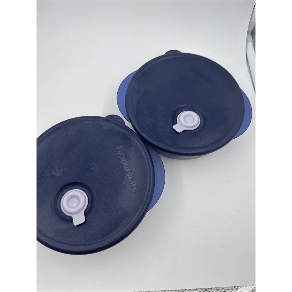 Lot Of 2 TUPPERWARE VENT N SERVE ROUND 1.75 C VENTED MICROWAVE BOWL‎  Leftover